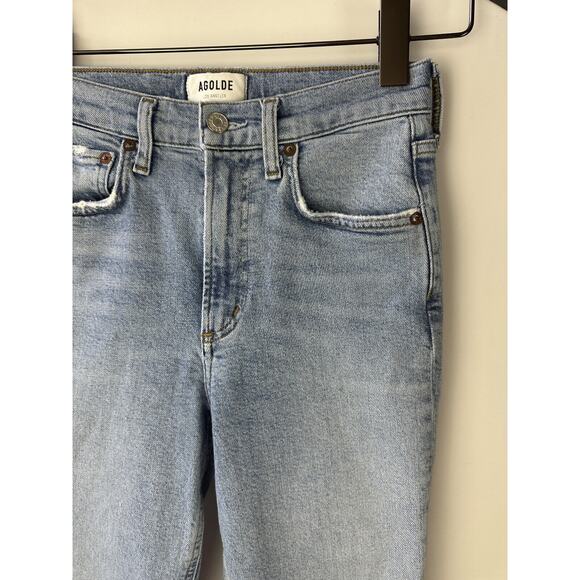 Agolde Merrel Mid Rise Straight Leg Jean Frayed Hem Light Wash Astray Size 24 - Picture 5 of 14